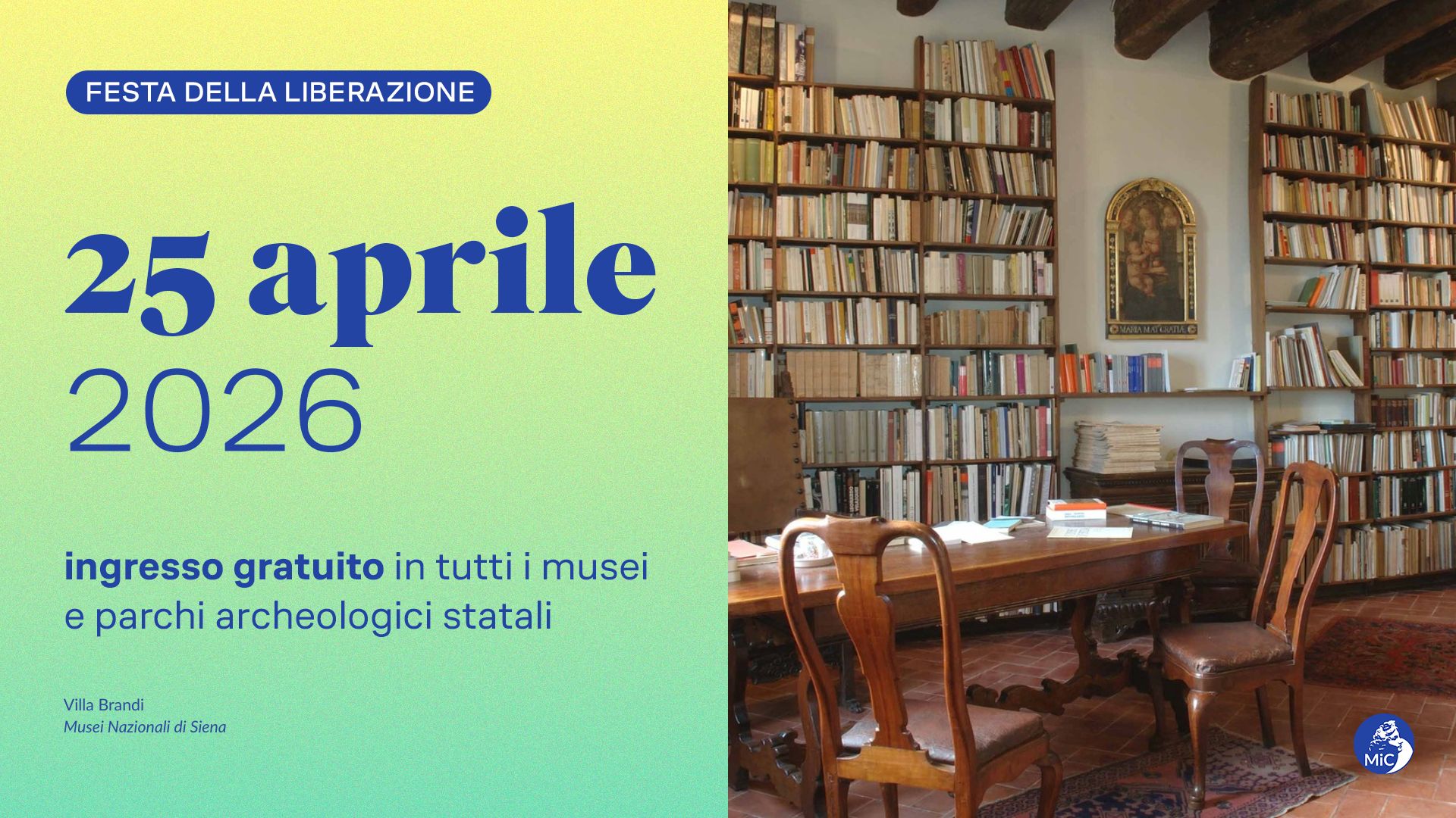 25 aprile 2026, Festa della Liberazione con i Musei Nazionali di Siena: Villa Brandi